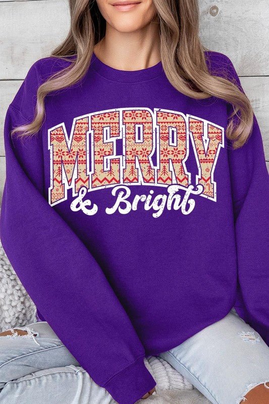 Merry & Bright Graphic Fleece Sweatshirts - Bitsy Gypsy Boutique