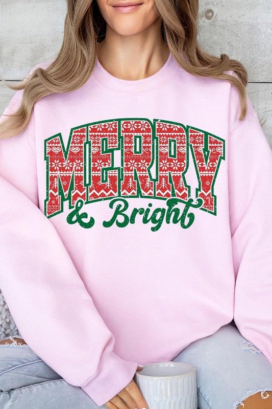 Merry & Bright Graphic Fleece Sweatshirts - Bitsy Gypsy Boutique