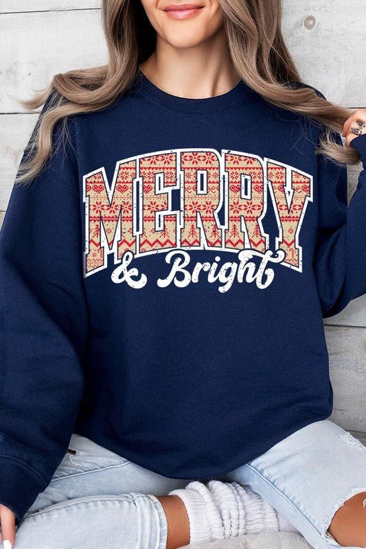 Merry & Bright Graphic Fleece Sweatshirts - Bitsy Gypsy Boutique