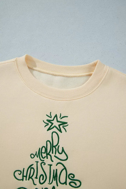 Merry Christmas and Happy New Year Embroidered Holiday Slogan Sweatshirt - Bitsy Gypsy Boutique