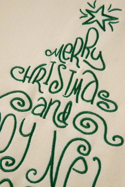Merry Christmas and Happy New Year Embroidered Holiday Slogan Sweatshirt - Bitsy Gypsy Boutique