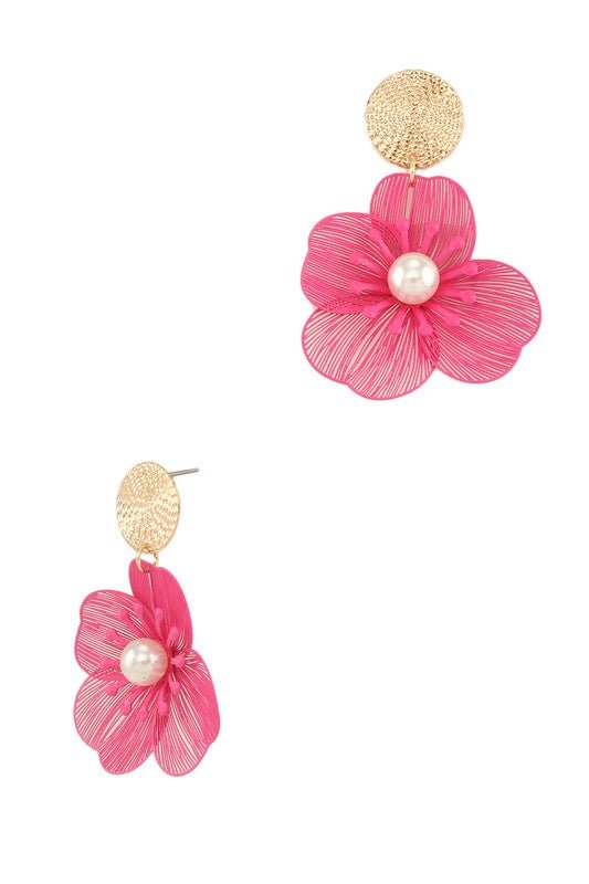 Metal Flower Shape Dangle Earring - Bitsy Gypsy Boutique