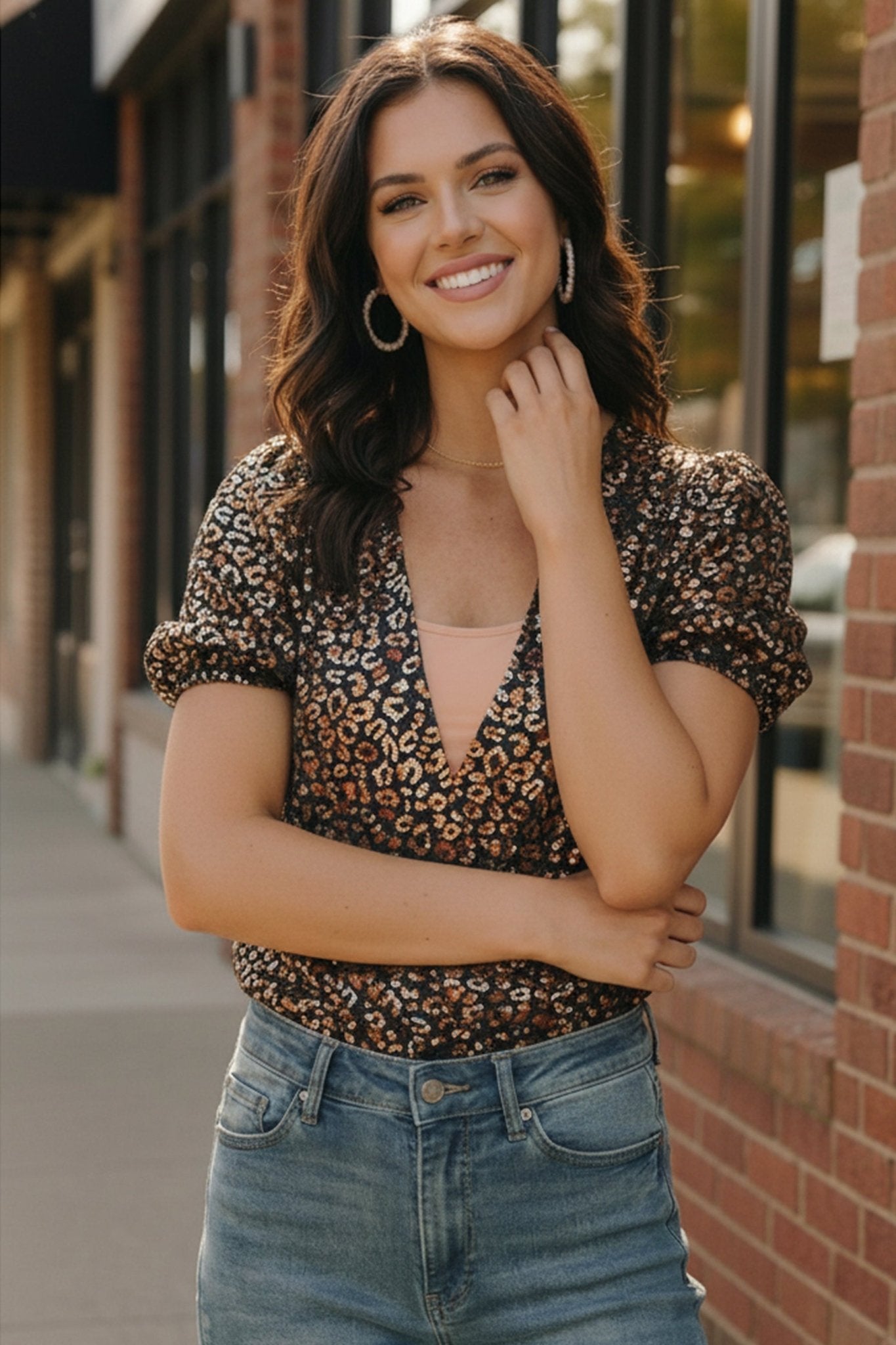 Midnight Leopard Shimmer Bodysuit - Bitsy Gypsy Boutique