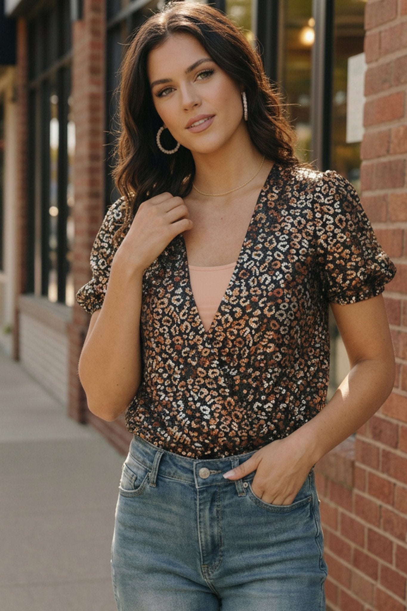 Midnight Leopard Shimmer Bodysuit - Bitsy Gypsy Boutique