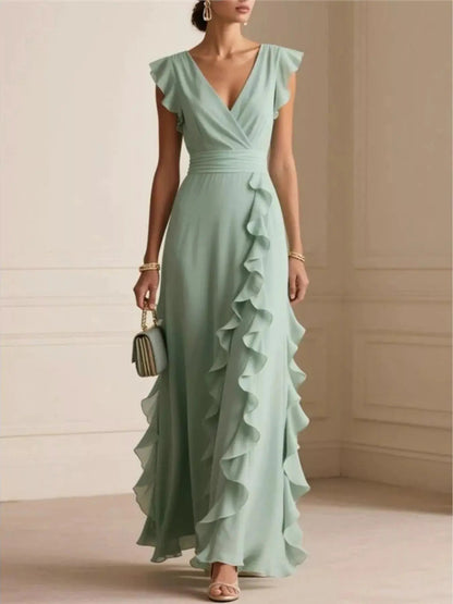 Mint Green Ruffled Surplice Maxi Dress - Bitsy Gypsy Boutique