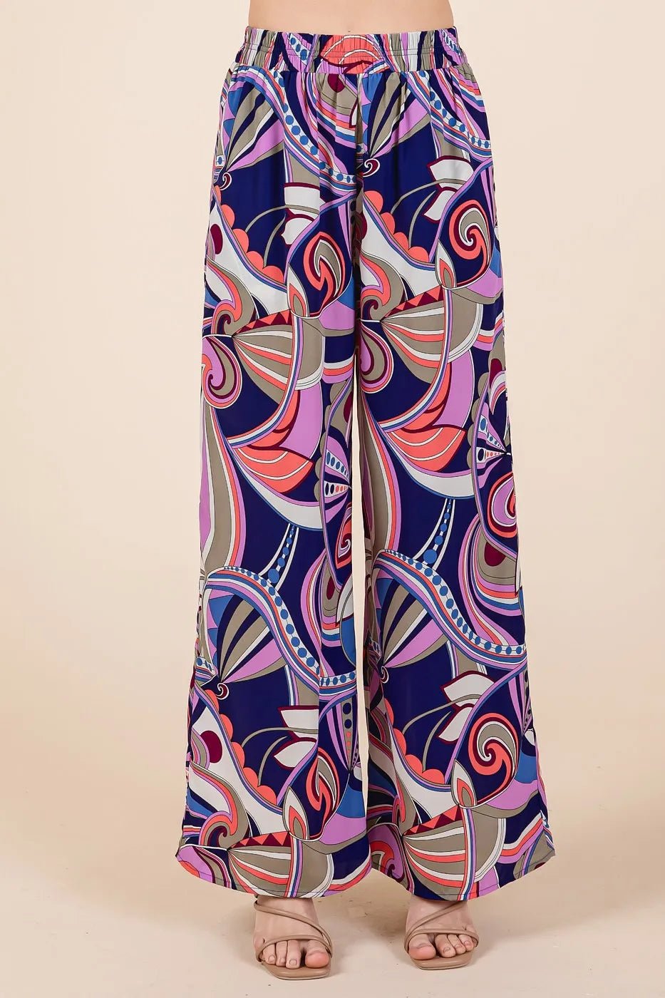 Mittoshop Abstract Print Elastic Waist Wide Leg Pants - Bitsy Gypsy Boutique