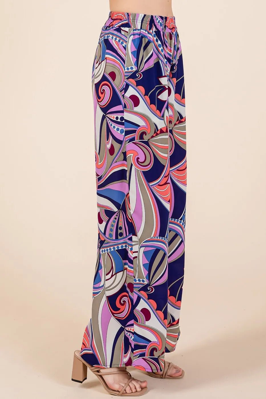 Mittoshop Abstract Print Elastic Waist Wide Leg Pants - Bitsy Gypsy Boutique