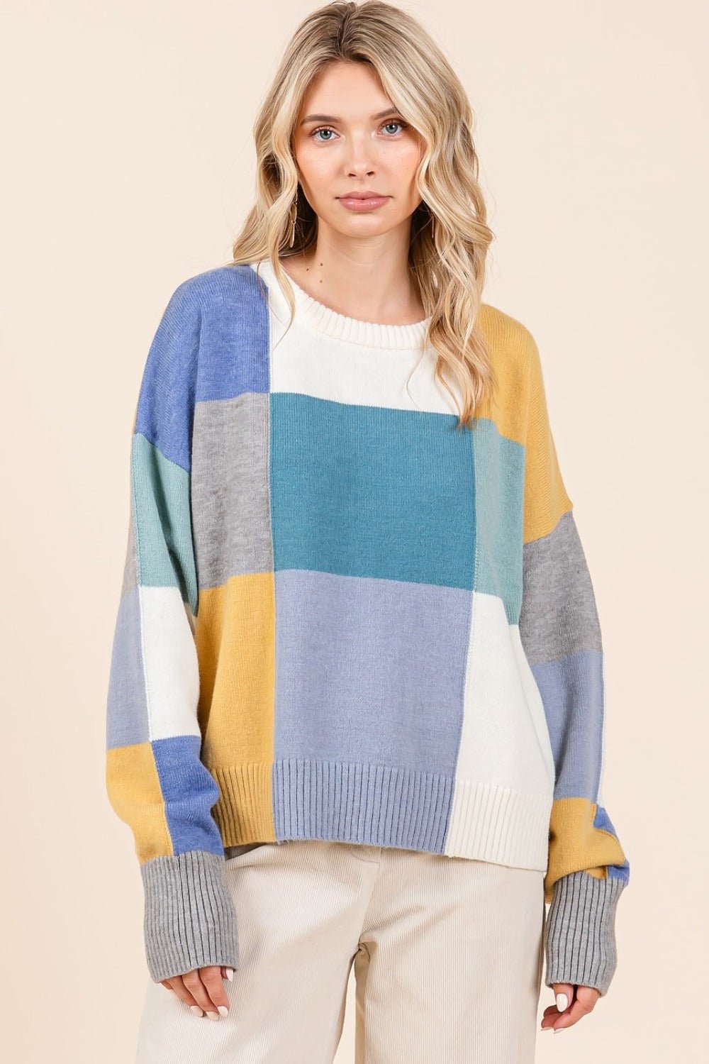 Mittoshop Color Block Round Neck Sweater - Bitsy Gypsy Boutique