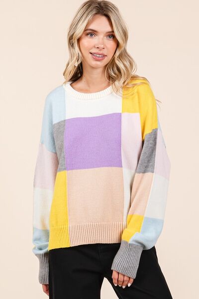 Mittoshop Color Block Round Neck Sweater - Bitsy Gypsy Boutique