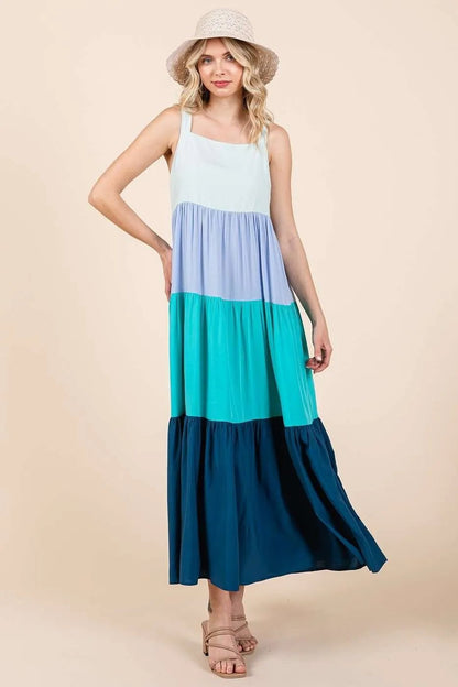 Mittoshop Color Block Tiered Pull - On Maxi Dress - Bitsy Gypsy Boutique