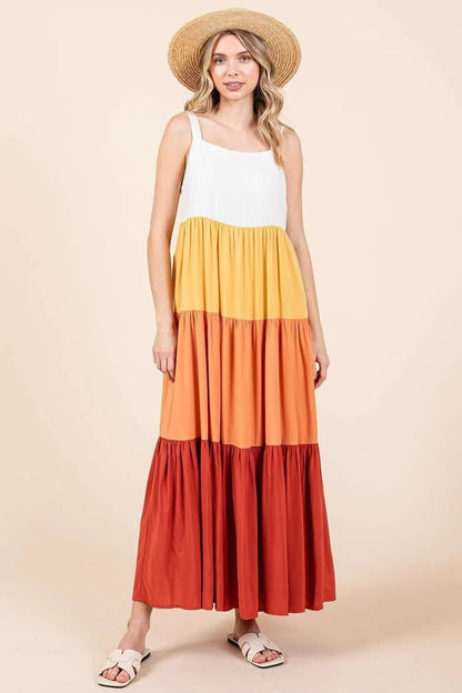 Mittoshop Color Block Tiered Pull - On Maxi Dress - Bitsy Gypsy Boutique
