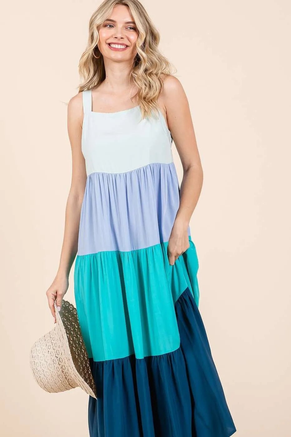 Mittoshop Color Block Tiered Pull - On Maxi Dress - Bitsy Gypsy Boutique