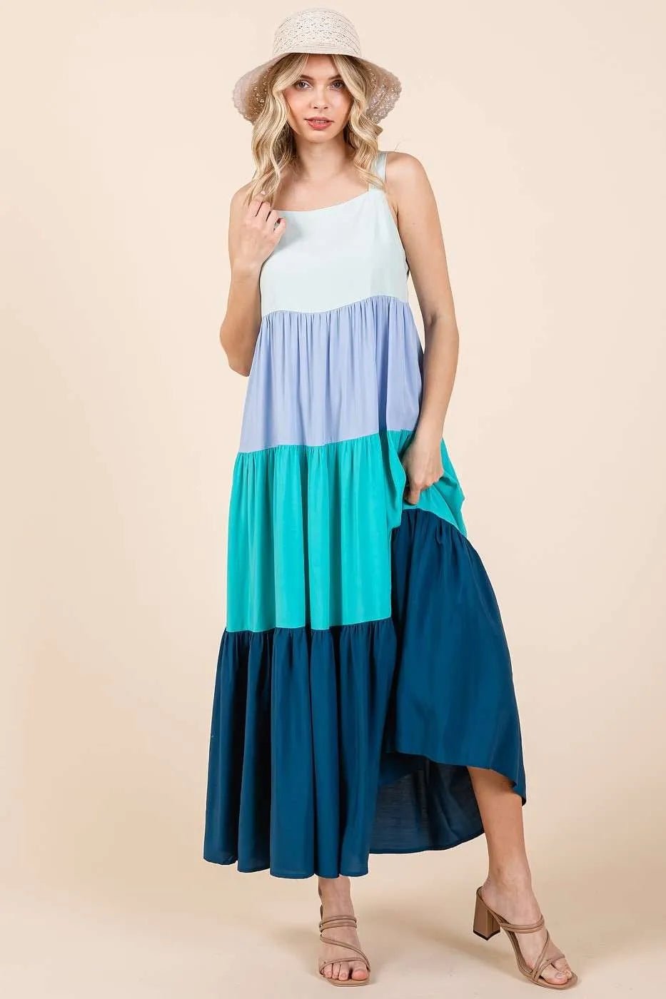 Mittoshop Color Block Tiered Pull - On Maxi Dress - Bitsy Gypsy Boutique