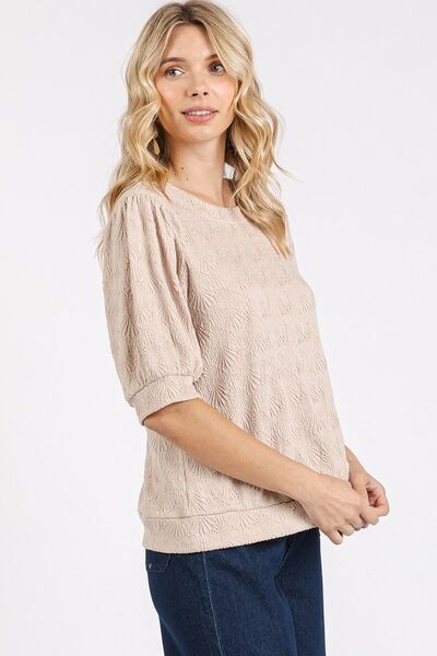 Mittoshop Fan Shell Texture Short Puff Sleeve Knit Top - Bitsy Gypsy Boutique