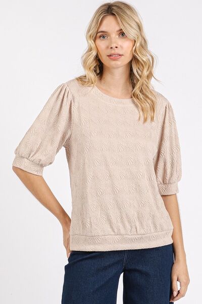 Mittoshop Fan Shell Texture Short Puff Sleeve Knit Top - Bitsy Gypsy Boutique