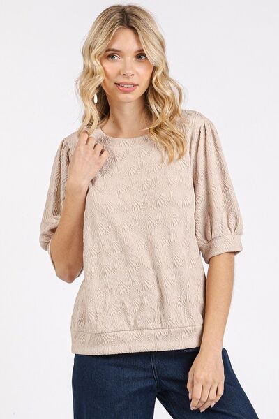 Mittoshop Fan Shell Texture Short Puff Sleeve Knit Top - Bitsy Gypsy Boutique