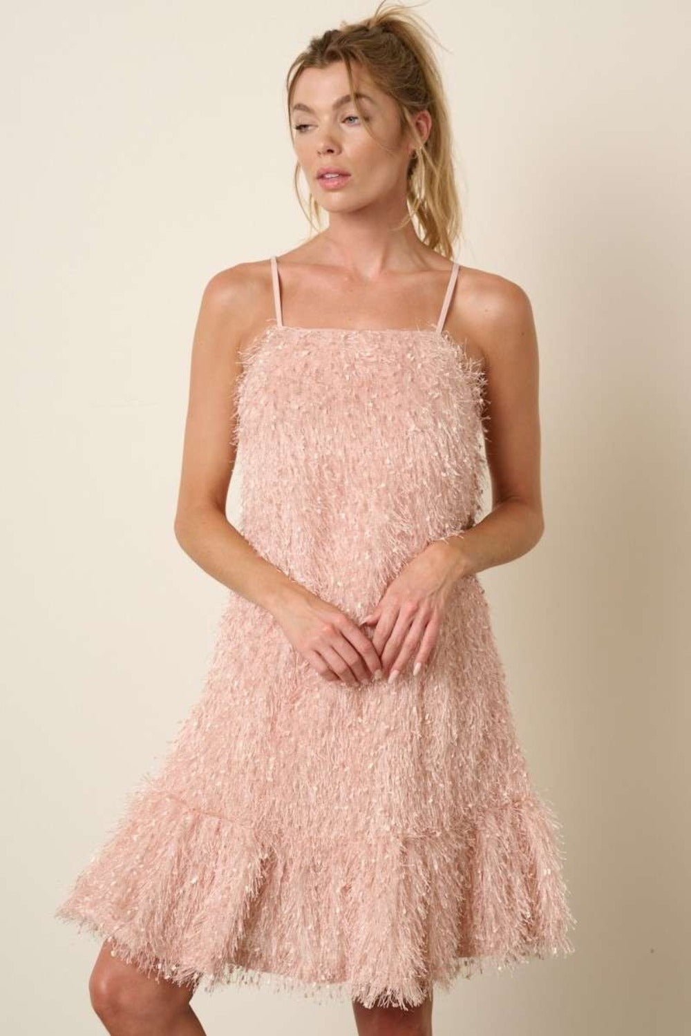 Mittoshop Feather Ruffle Hem Mini Cami Dress - Bitsy Gypsy Boutique