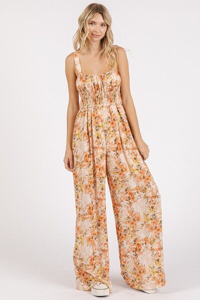 Mittoshop Flower Print Gathered Bust Sleeveless Jumpsuit - Bitsy Gypsy Boutique