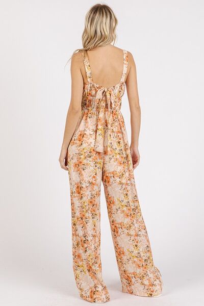 Mittoshop Flower Print Gathered Bust Sleeveless Jumpsuit - Bitsy Gypsy Boutique