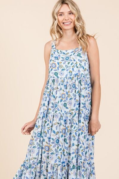 Mittoshop Flower Print Tiered Sleeveless Empire Maxi Dress - Bitsy Gypsy Boutique