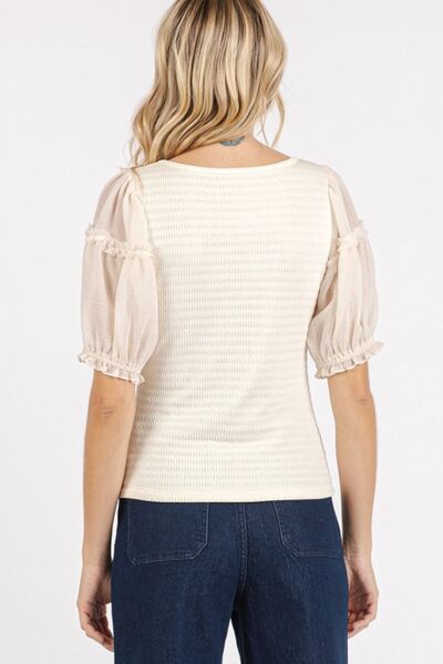 Mittoshop Frill Round Neck Half Sleeve Blouse - Bitsy Gypsy Boutique