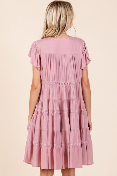 Mittoshop Lace Detail Ruffled Button Down Tiered Dress - Bitsy Gypsy Boutique