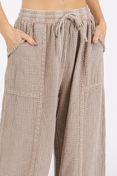 Mittoshop Lace Trim Detail Elastic Waist Cotton Gauze Pants - Bitsy Gypsy Boutique