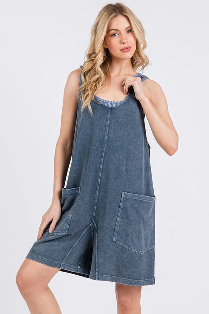 Mittoshop Low Scoop Neck Tank Washed French Terry Romper - Bitsy Gypsy Boutique