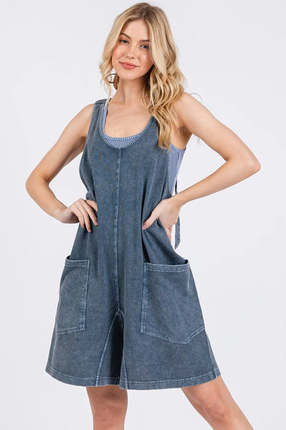 Mittoshop Low Scoop Neck Tank Washed French Terry Romper - Bitsy Gypsy Boutique
