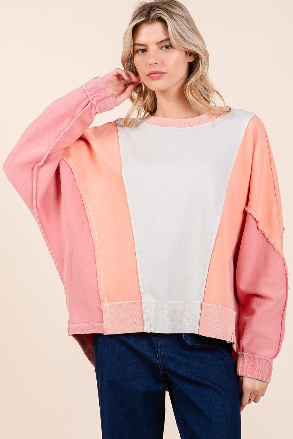 Mittoshop Mineral Wash Color Block Sweatshirt - Bitsy Gypsy Boutique