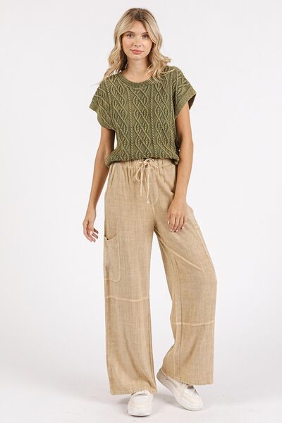 Mittoshop Mineral Wash Drawstring Elastic Waist Pants - Bitsy Gypsy Boutique