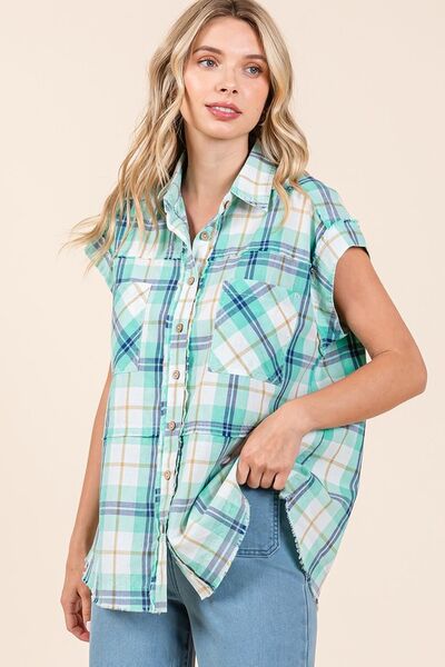 Mittoshop Mineral Wash Plaid Button Down Shirt - Bitsy Gypsy Boutique