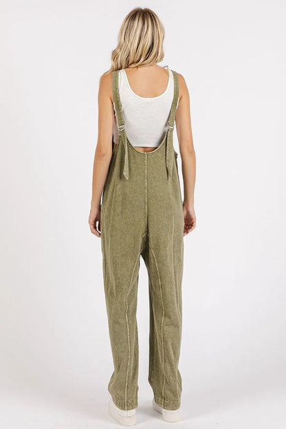 Mittoshop Mineral Wash Relaxed Fit Sleeveless Harem Jumpsuit - Bitsy Gypsy Boutique
