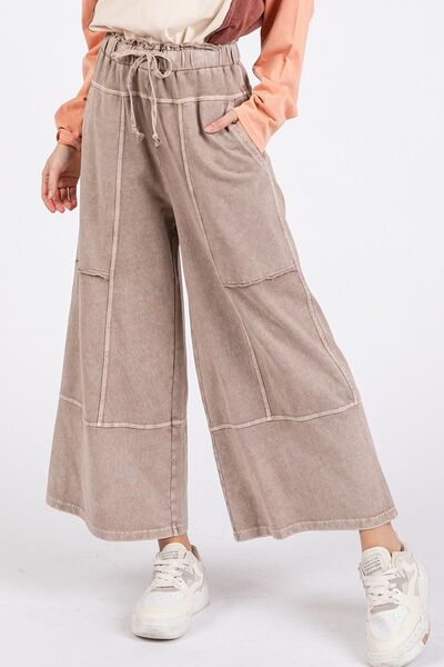 Mittoshop Mineral Wash Seam French Terry Wide Leg Pants - Bitsy Gypsy Boutique