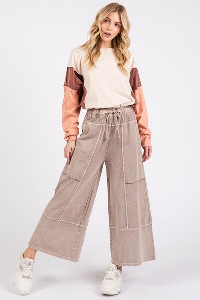 Mittoshop Mineral Wash Seam French Terry Wide Leg Pants - Bitsy Gypsy Boutique