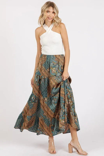 Mittoshop Paisley Patchwork Print Satin Maxi Skirt - Bitsy Gypsy Boutique