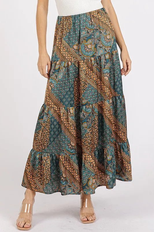 Mittoshop Paisley Patchwork Print Satin Maxi Skirt - Bitsy Gypsy Boutique