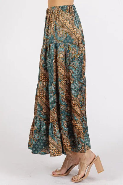 Mittoshop Paisley Patchwork Print Satin Maxi Skirt - Bitsy Gypsy Boutique