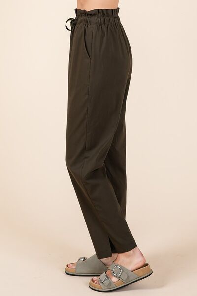 Mittoshop Paperbag Waist Tapered Straight Pants - Bitsy Gypsy Boutique