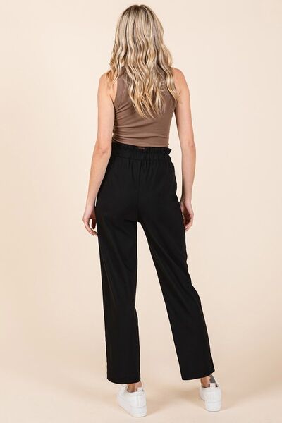 Mittoshop Paperbag Waist Tapered Straight Pants - Bitsy Gypsy Boutique