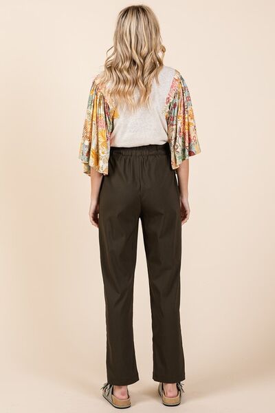 Mittoshop Paperbag Waist Tapered Straight Pants - Bitsy Gypsy Boutique