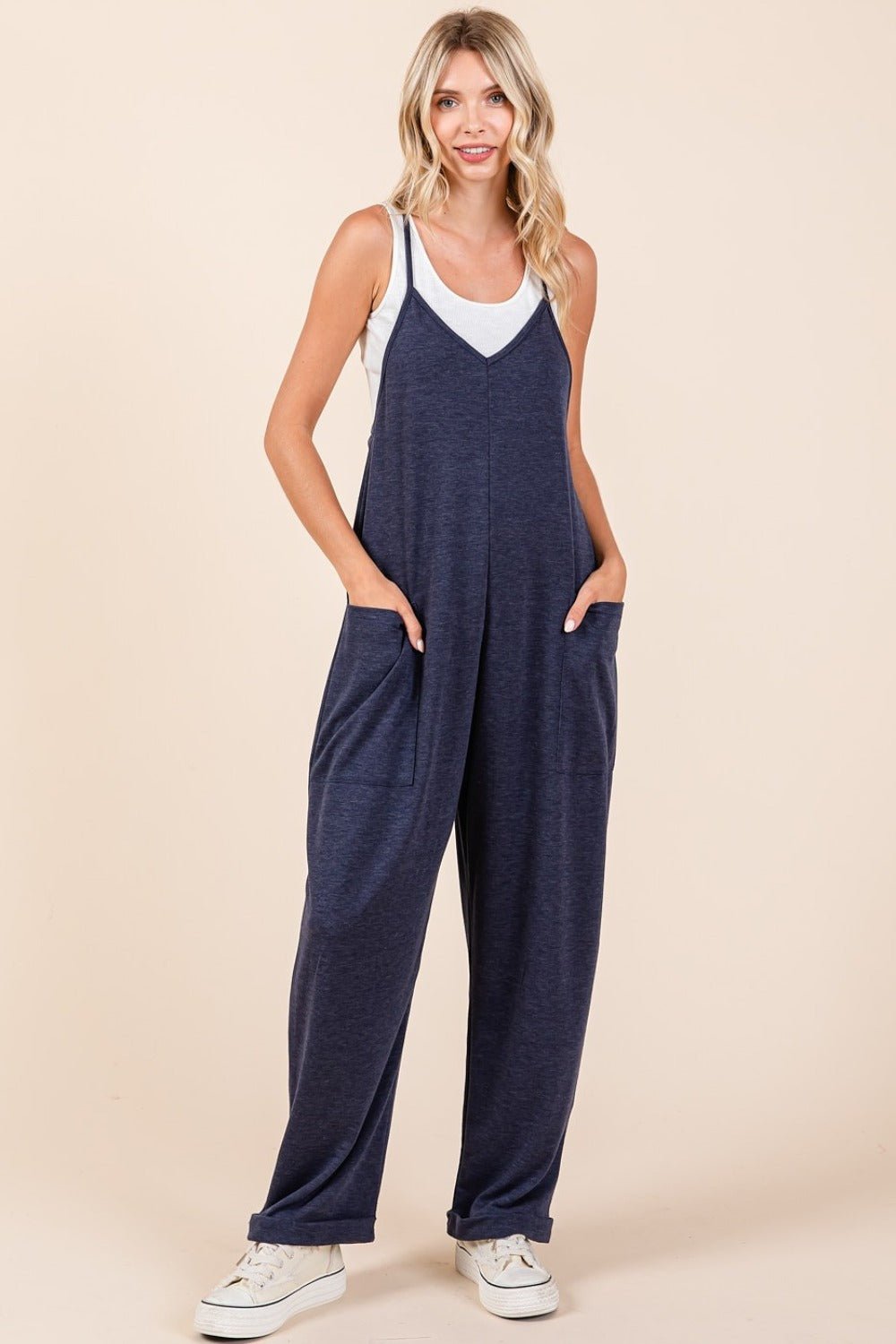 Mittoshop Patch Pocket Wide Leg Sleeveless Jumpsuit - Bitsy Gypsy Boutique