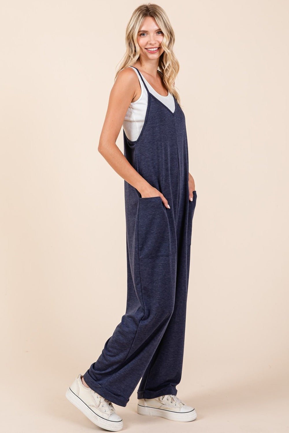 Mittoshop Patch Pocket Wide Leg Sleeveless Jumpsuit - Bitsy Gypsy Boutique