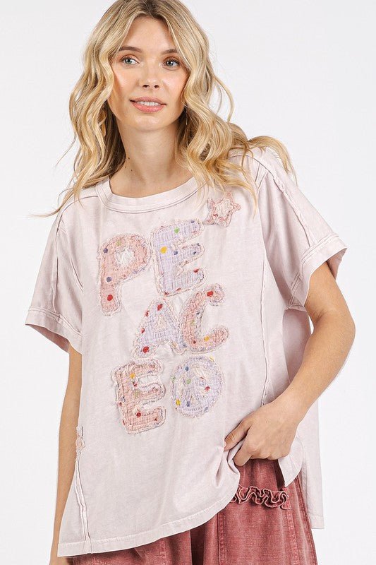 Mittoshop PEACE Round Neck Short Sleeve T-Shirt - Bitsy Gypsy Boutique