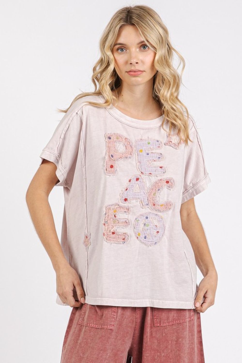 Mittoshop PEACE Round Neck Short Sleeve T-Shirt - Bitsy Gypsy Boutique