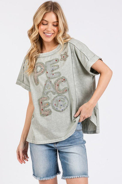 Mittoshop PEACE Round Neck Short Sleeve T-Shirt - Bitsy Gypsy Boutique