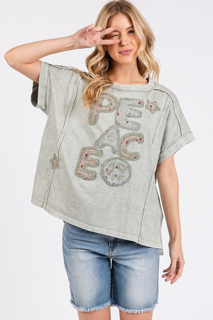 Mittoshop PEACE Round Neck Short Sleeve T-Shirt - Bitsy Gypsy Boutique
