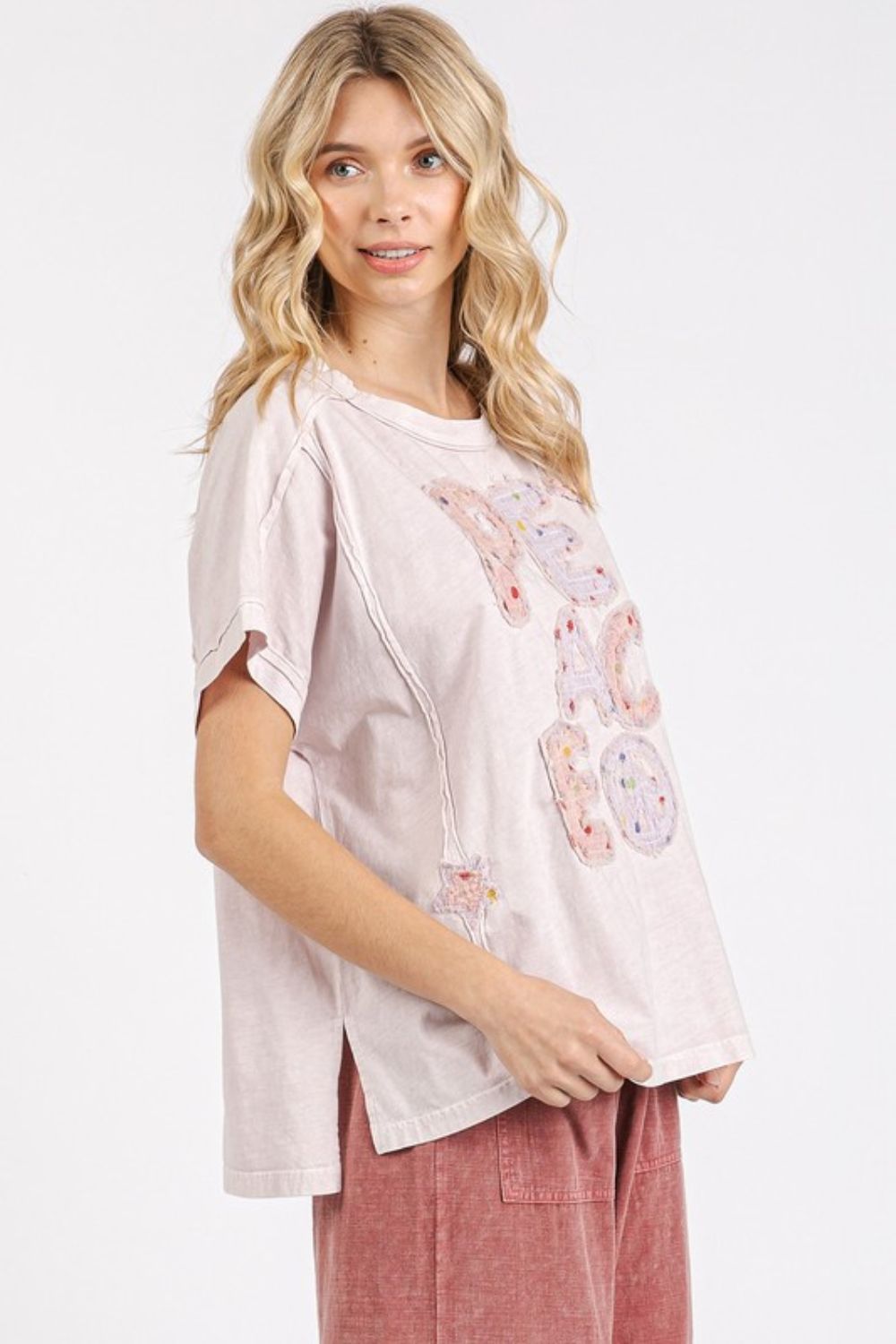 Mittoshop PEACE Round Neck Short Sleeve T-Shirt - Bitsy Gypsy Boutique