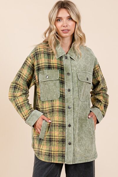 Mittoshop Plaid Button Down Drop Shoulder Jacket - Bitsy Gypsy Boutique