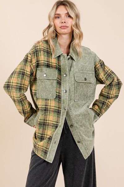 Mittoshop Plaid Button Down Drop Shoulder Jacket - Bitsy Gypsy Boutique